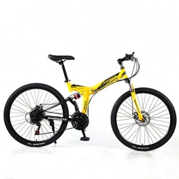 YUKM 40-Speichen-5-Color 26-Zoll-Folding Mountain Cross-Country Bike, Anfänger Praxis Bike, 3-Gang-Konfiguration, Doppelscheibenbremsen,Gelb,26 inch 27 Speed