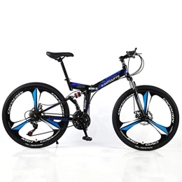 YUKM Falträder YUKM DREI-Speichen-Räder sind für Erwachsene Männer und Frauen in fünf Farben, DREI-Gang-Umwandlung Mountainbikes, Faltbare bewegliche Off-Road Bikes, Blau, 26 inch 21 Speed