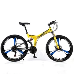 YUKM Fahrräder YUKM DREI-Speichen-Räder sind für Erwachsene Männer und Frauen in fünf Farben, DREI-Gang-Umwandlung Mountainbikes, Faltbare bewegliche Off-Road Bikes, Gelb, 26 inch 24 Speed