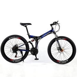 YUKM Fahrräder YUKM Speichen-Rad 3-Speed ​​Conversion Mountainbike, Faltbare bewegliches Off-Road-Fahrrad, fünf Farben, Geeignet für Männer und Frauen, Blau, 26 inch 21 Speed