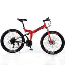 YUKM Fahrräder YUKM Speichen-Rad 3-Speed ​​Conversion Mountainbike, Faltbare bewegliches Off-Road-Fahrrad, fünf Farben, Geeignet für Männer und Frauen, Rot, 26 inch 21 Speed