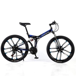 YUKM Falträder YUKM Zehn-Speichen-Rad DREI-Gang-Umwandlung Mountainbike, Faltbare beweglichen Cross-Country Bike, fünf Farben, geeignet für Männer und Frauen, Blau, 26 inch 21 Speed