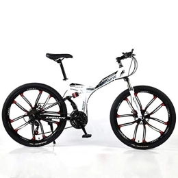 YUKM Fahrräder YUKM Zehn-Speichen-Rad DREI-Gang-Umwandlung Mountainbike, Faltbare beweglichen Cross-Country Bike, fünf Farben, geeignet für Männer und Frauen, Weiß, 26 inch 21 Speed