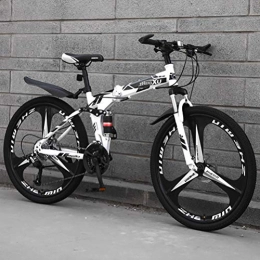 ZEIYUQI Falträder ZEIYUQI 26" 24-Gang Mountainbike Für Erwachsene Doppelscheibenbremse Fahrräder, High Carbon Stahl Hard Tail Rahmen Weiß 3 Spoke, Schwarz, 21 * 24"*3
