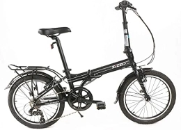 ZiZZO Fahrräder ZiZZO Forte Klapprad mit 7 Gängen, 13, 2 kg, leichter Aluminiumrahmen, echtes Shimano-7-Gang-Klapprad, 50, 8 cm (20 Zoll), mit Schutzblechen, Gepäckträger und 136 kg (136 kg) Gewichtslimit: Schwarz