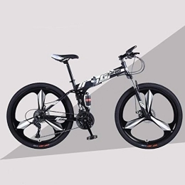 ZJZ Erwachsene Mountainbikes, Mountain Folding Bike, 24"Doppelscheibenbremsen Dämpfendes Mountainbike 21-Gang High Carbon Stahlrahmen Unisex Faltrad mit Variabler Geschwindigkeit