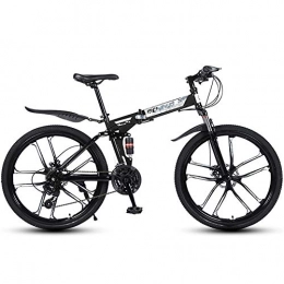 ZRZJBX Falträder ZRZJBX Geschwindigkeit Mountainbike Carbon Stahl Faltrad Doppel Disc Bremse Erwachsene Fahrrad 10 Messer Rad Student Fahrrad, 26”Black-21speed
