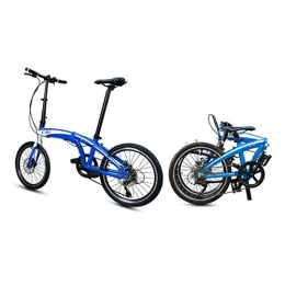 ZTGLZXC Fahrräder ZTGLZXC 20-Zoll-Aluminiumlegierung Ultra Light Klapprad Portable Geschwindigkeit Rennrad Doppelscheibenbremsen Shock Bicycle Falzen, Blue