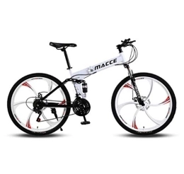 ZXCY Fahrräder ZXCY 27 Speed Mountainbike Faltbares Klappräder Mit Doppel Scheibenbremsen Und 26-Zoll-Weels-Rennrad Für Erwachsene Tragbare Fahrräder Aus Kohlenstoffhaltigem Stahl, Weiß