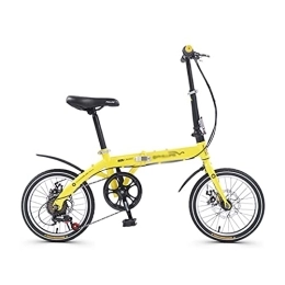 ZXQZ Fahrräder ZXQZ Faltrad, 16-Zoll-Komfort Mobiles Tragbares Kompaktes 6-Fach Faltbares Fahrrad für Männer Frauen - Studenten und Pendler In Der Stadt (Color : Yellow)