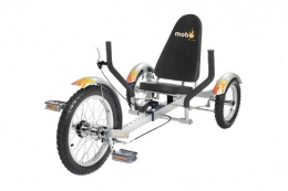 Mobo Liegerader Mobo Cruiser Triton Liegefahrrad Dreirad - Liegerad Silber | Liegedreirad mit patentiertem Lenkmechanismus und verstellbarem Rahmen | Altersempfehlung: 7+