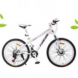 BXL Mountainbike 24 / 26 Zoll Fahrrad, Pendler Fahrrad, Aluminiumlegierung Doppelscheibenbremse, 24 Geschwindigkeit Für Erwachsene, Weiß Rosa