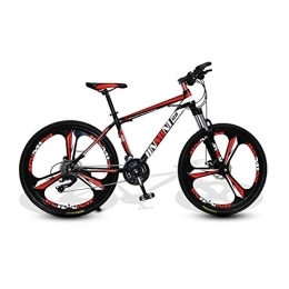 L.BAN Fahrräder 24 Zoll 26-Zoll-Mountainbikes, Hardtail-Mountainbike mit Doppelscheibenbremse für Männer, verstellbarer Fahrradsitz, Stahlrahmen mit hohem Kohlenstoffgehalt, 21-Gang, 3 Speichen (schwarz und rot)