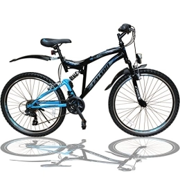 Talson  24 Zoll Mountainbike Fahrrad MIT VOLLFEDERUNG & Beleuchtung 21-Gang Shimano OXT Black