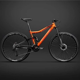  Fahrräder 26 Inch Bicycle Frame Full Suspension Mountain Bike, Double Shock Absorption Bicycle Mechanical Disc Brakes Frame (Orange 27 Speeds)