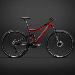  Fahrräder 26 Zoll Fahrrad Rahmen Full Federung Mountain Bike, Dual Shock Absorption Bicycle Mechanical Disc Brakes Frame (Red 27 Speeds)