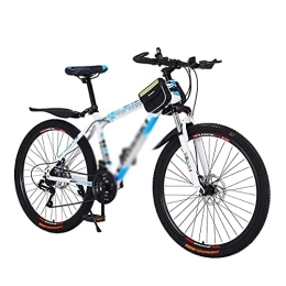 JAMCHE Fahrräder 26-Zoll-Mountainbike-Rahmen aus Kohlenstoffstahl, 21 / 24 / 27 Gänge mit Doppelscheibenbremse und Doppelfederung / Weiß / 21 Gänge