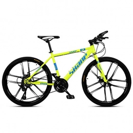 FHKBK Fahrräder 26-Zoll-Mountainbikes für Männer, Frauen, Hardtail-Mountainbike aus kohlenstoffhaltigem Stahl mit Doppelscheibenbremse und verstellbarem Sitz, rutschfestes Rennrad, gelb, 10 Speich