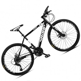 FHKBK Mountainbike 26-Zoll-Mountainbikes für Männer, Frauen, Hardtail-Mountainbike aus kohlenstoffhaltigem Stahl mit Doppelscheibenbremse und verstellbarem Sitz, rutschfestes Rennrad, Schwarze Speich