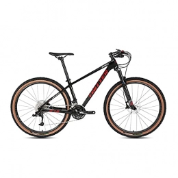 EWYI Fahrräder 30 Gang Mountainbike, 27.5 / 29 Zoll MTB Kohlefaser Mountainbike Leichter Griff Aus Aluminiumlegierung, 2.25 Extra Breite Reifen Black Red-27.5x15inch