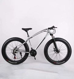 AISHFP Fahrräder AISHFP Fat Tire Adult Mountainbike, Cruiser-Bikes aus Kohlenstoffstahl, Beach-Schneemobilfahrrad, Doppelscheibenbremse 26-Zoll-Räder, Silber, 27 Speed