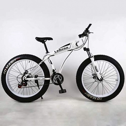 AISHFP Mountainbike AISHFP Fat Tire Adult Mountainbike, High-Carbon-Stahlrahmen-Cruiser-Bikes, Beach-Schneemobil-Herrenfahrrad, Doppelscheibenbremse 24-Zoll-Räder, Weiß, 27 Speed