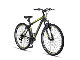 Generic Fahrräder ALTEC 4 Motion Mountainbike für Männer, 27, 5 Zoll Räder, 46 cm Alimuniumrahmen, Gabelfederung, Shimano 21 Speed, V-Brakes MTB (Schwarz / Gelb)