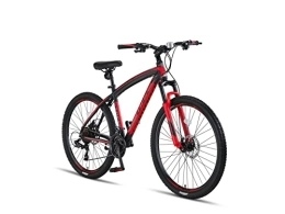 Generic Fahrräder ALTEC Camaro Mountainbike für Männer, 27.5 Zoll Räder, 45 cm Alimuniumrahmen, Gabelfederung, Shimano 21 Speed, Scheibenbremsen, Doppelwandige Alufelgen MTB (Schwarz / Rot)
