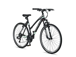 Generic Mountainbike ALTEC Magnetic Trekking Fahrrad für Frauen, V-Brakes, 28 Zoll Räder, 43 cm Alimuniumrahmen, Gabelfederung, Shimano 21 Speed, Doppelwandige Alufelgen MTB (Schwarz-Mint)