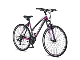 Generic Fahrräder ALTEC Magnetic Trekking Fahrrad für Frauen, V-Brakes, 28 Zoll Räder, 52 cm Alimuniumrahmen, Gabelfederung, Shimano 21 Speed, Doppelwandige Alufelgen MTB (Grau / Pink)