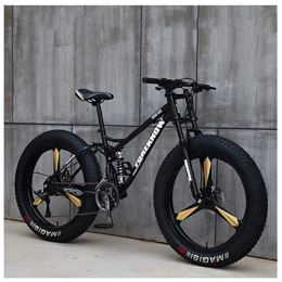 AMITD Mountainbike MTB, 26 Zoll Fette Reifen Fahrrad, Fahrrad mit Scheibenbremsen, Rahmen aus Kohlenstoffstahl, MTB Fahrrad für Herren und Damen,21 Speed,Black 3 Spoke