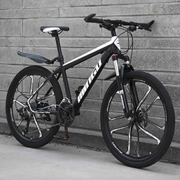 AP.DISHU Fahrräder AP.DISHU Mountainbike mit Variabler Geschwindigkeit 21 / 24 / 27 / 30 Geschwindigkeit Kohlenstoffstahl Rahmen 24 Zoll 10-Speichen-Räder MTB Damping Bicycle, Schwarz, 27 Speed