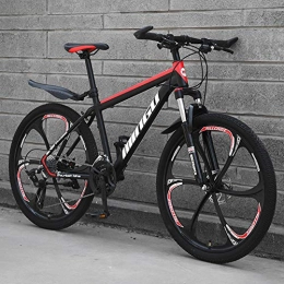 AP.DISHU Fahrräder AP.DISHU Mountainbike mit Variabler Geschwindigkeit 21 / 24 / 27 / 30 Speed Bicycle 24 Zoll MTB Scheibenbremsen Vollgefedertes Fahrrad, Red+Black, 30 Speed