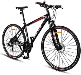 Asdf Fahrräder ASDF Mountainbike für Erwachsene - Rennrad für Erwachsene, 27-Gang-Fahrrad mit Federgabel, mechanische Scheibenbremsen, städtisches Pendlerfahrrad mit Schnellspanner, 700C (Farbe: Grau) (Farbe : Schw