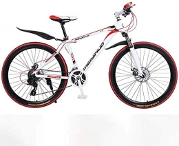 baozge Fahrräder Baozge 26 in Mountainbike mit 24 Gängen, für Erwachsene, leicht, aus Aluminiumlegierung, Full Frame, Federung vorne, für Herren, Scheibenbremse, blau, 1-rot