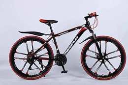 baozge Fahrräder Baozge 26 in Mountainbike mit 24 Gängen, für Erwachsene, leicht, aus Aluminiumlegierung, Full Frame, Federung vorne, für Herren, Scheibenbremse, blau, 1-schwarz, 5