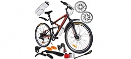 BDW Fahrräder BDW Mountainbike Shimano 18 Gang Schaltung, Volle Dämpfung, Scheibenbremse 26 Zoll Reifen | 18 Zoll Rahmen MTB | Additive ! (Rot)