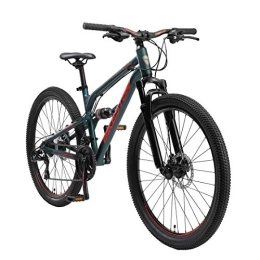 BIKESTAR Fahrräder BIKESTAR Fully Aluminium Mountainbike Shimano 21 Gang Schaltung, Scheibenbremse 26 Zoll Reifen | 16 Zoll Rahmen Alu MTB Vollgefedert | Grün