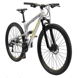 BIKESTAR Fahrräder BIKESTAR Fully Aluminium Mountainbike Shimano 21 Gang Schaltung, Scheibenbremse 29 Zoll Reifen | 17.5 Zoll Rahmen Alu MTB Vollgefedert | Grau