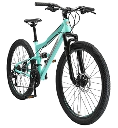 BIKESTAR Fahrräder BIKESTAR Fully Mountainbike Shimano 21 Gang Schaltung, Scheibenbremse 26 Zoll Reifen | 15 Zoll Rahmen MTB Vollgefedert | Mint