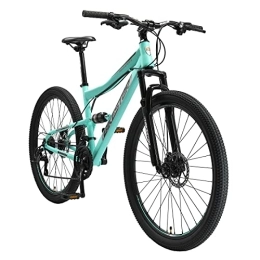 BIKESTAR Fahrräder BIKESTAR Fully Mountainbike Shimano 21 Gang Schaltung, Scheibenbremse 27.5 Zoll Reifen | 17 Zoll Rahmen MTB Vollgefedert | Mint