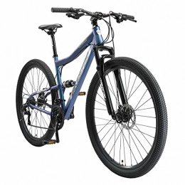 BIKESTAR Fahrräder BIKESTAR Fully Mountainbike Shimano 21 Gang Schaltung, Scheibenbremse 29 Zoll Reifen | 19 Zoll Rahmen MTB Vollgefedert | Blau