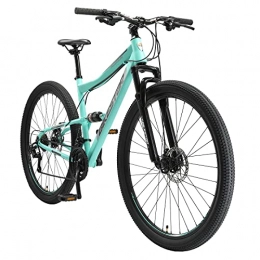 BIKESTAR Fahrräder BIKESTAR Fully Mountainbike Shimano 21 Gang Schaltung, Scheibenbremse 29 Zoll Reifen | 19 Zoll Rahmen MTB Vollgefedert | Mint