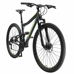 BIKESTAR Fahrräder BIKESTAR Fully Mountainbike Shimano 21 Gang Schaltung, Scheibenbremse 29 Zoll Reifen | 19 Zoll Rahmen MTB Vollgefedert | Schwarz