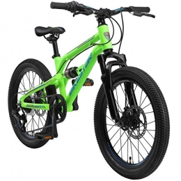 BIKESTAR Fahrräder BIKESTAR Kinder Fahrrad Aluminium Fully Mountainbike 7 Gang Shimano, Scheibenbremse ab 6 Jahre | 20 Zoll Kinderrad Fully MTB | Grün