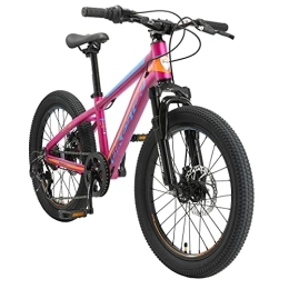 BIKESTAR Mountainbike BIKESTAR Kinder Fahrrad Aluminium Mountainbike 7 Gang Shimano, Scheibenbremse ab 6 Jahre | 20 Zoll Kinderrad MTB | Berry