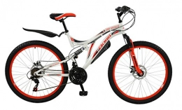 Boss Cycles Fahrräder Boss Ice White Unisex 26 inch Full Suspension Mountain Bike Red / White Ages 12