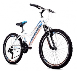 breluxx Mountainbike breluxx® 24 Zoll Kinderfahrrad Mountainbike Hardtail Diavolo400 FS Sport, blau-weiß, 18 Gang Shimano - Made in EU