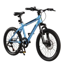 CARPAT SPORT Fahrräder CARPAT SPORT 20 Zoll Aluminium Mountainbike Shimano Drehung 7 Gang-Schaltung, Doppelscheibenbremsen, V-Brake Fahrrad geeignet für Kinder, MTB, Black Blau