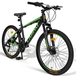 CARPAT SPORT Fahrräder Carpat Sport 26 Zoll Aluminium Mountainbike Shimano 21 Gang-Schaltung, Doppelscheibenbremsen, geeignet für Erwachsene, Alu MTB- Schwarz Grün